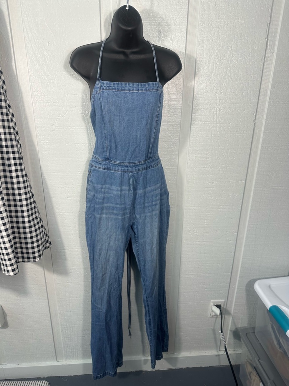 Dollhouse Denim Spaghetti Strap Pantsuit Size 9/10 EUC - Picture 2 of 8